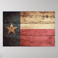 Texas State Flag on Old Wood Grain