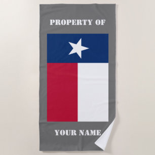 Texas state flag personalised beach towel