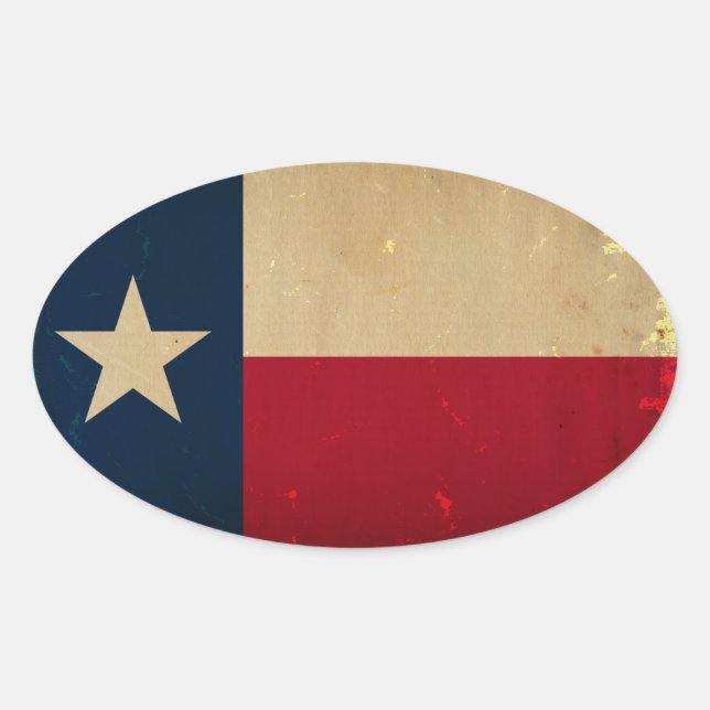 Texas State Flag VINTAGE Oval Sticker (Front)