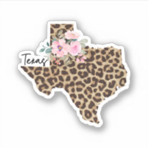 Texas State Leopard Print With Flowers