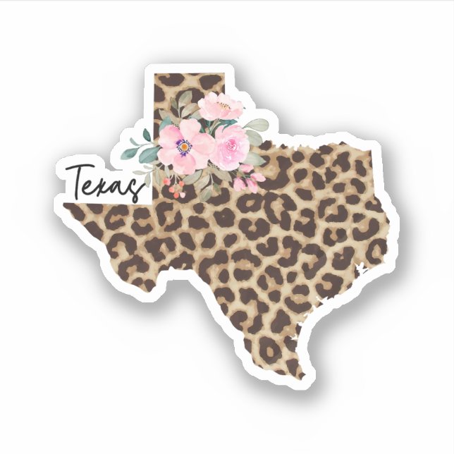 Texas State Leopard Print With Flowers (Front)