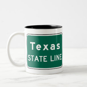 Texas State Line Road Sign Two-Tone Coffee Mug