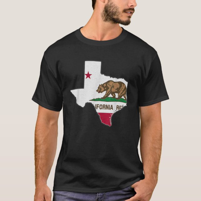TEXAS STATE MAP CALIFORNIA CA Flag Roots Men Women T-Shirt (Front)