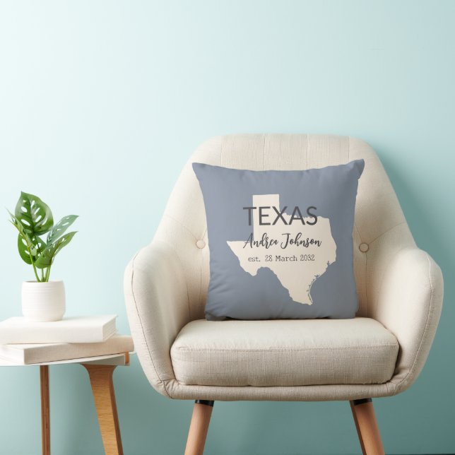 Texas State Map Custom Name and Date Cushion (Chair)
