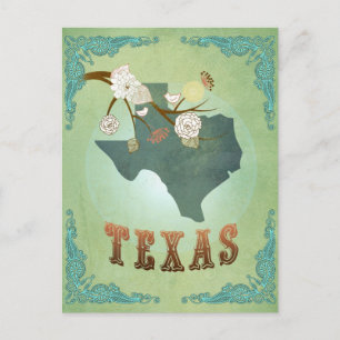 Texas State Map – Green Postcard