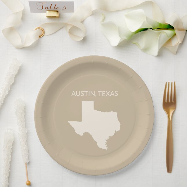 Texas State Map Home Decor  Paper Plate (Wedding)