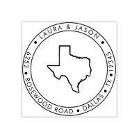 Texas State Map Return Address Wood