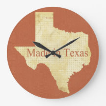 Texas State Map Rusty Red and Cream Wall Clock