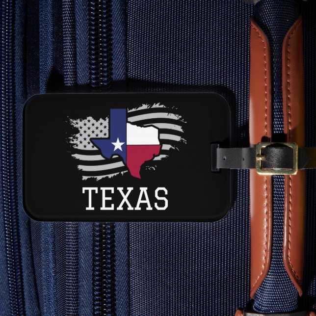 Texas State Map USA Patriotic Texan Luggage Tag (Front Insitu 4)
