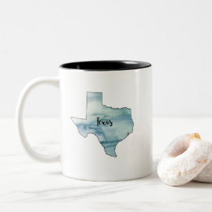 Texas State Map Watercolor Two-Tone Coffee Mug