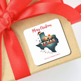 Texas State Merry Christmas Custom Holiday  Square Sticker