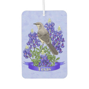 Texas State Mockingbird & Bluebonnet Flower Car Air Freshener