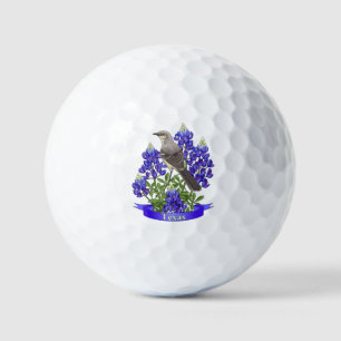 Texas State Mockingbird & Bluebonnet Flower Golf B Golf Balls