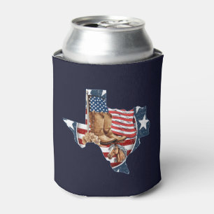 Texas State Outline USA Horse Can Cooler