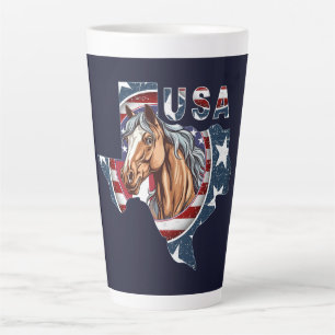Texas State Outline USA Horse Latte Mug