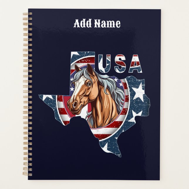 Texas State Outline USA Horse Planner (Front)