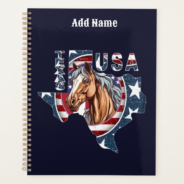 Texas State Outline USA Horse Planner (Front)