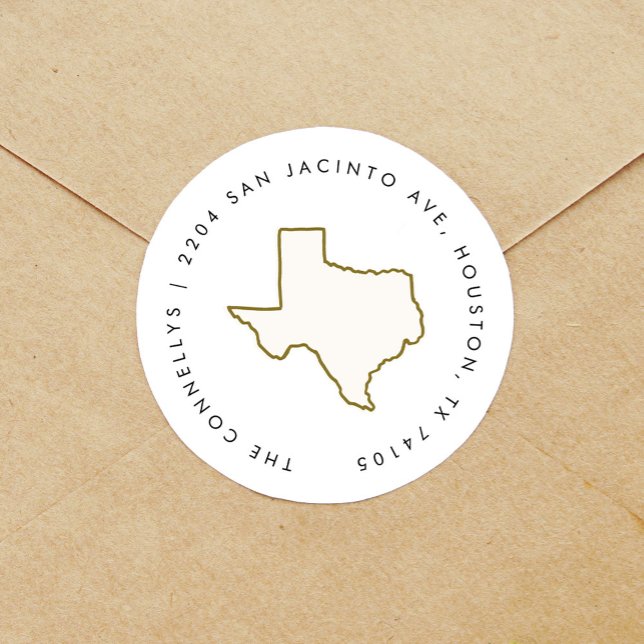 Texas State Return Address Labels (Texas state illustration round sticker return address labels.)