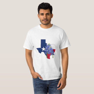 Texas State Shape Flag and Bluebonnets T-Shirt