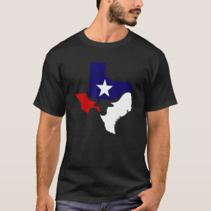 Texas state silhouette with flag patriotic red, wh T-Shirt