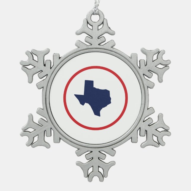Texas State Snowflake Pewter Christmas Ornament (Front)