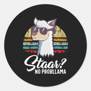 Texas State Test Day Llama Alpaca For Students Gif Classic Round Sticker
