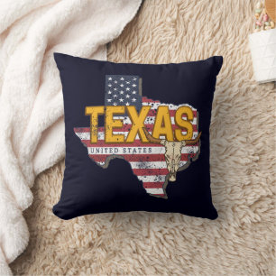 Texas State United States Retro Map Vintage USA Cushion
