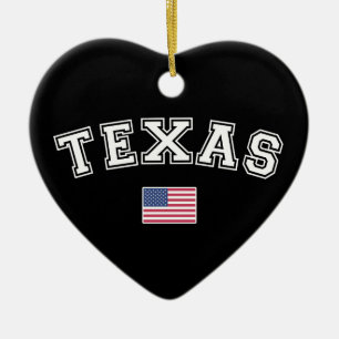 Texas State USA Flag Ceramic Tree Decoration