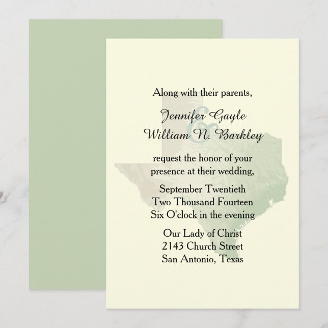 Texas State Wedding Invitation 2 (Front/Back)