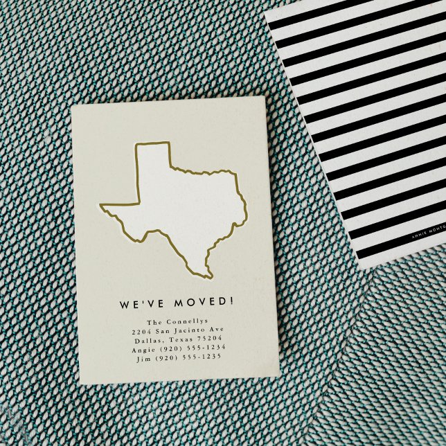 Texas State We've Moved Chic Hand-Drawn Moving Announcement (Chic hand-drawn Texas state moving announcement.)