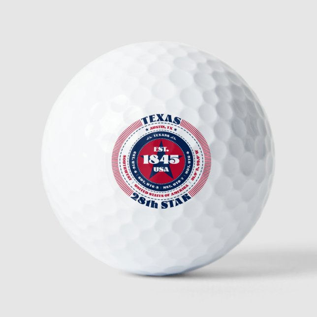 Texas Statehood Patriotic Gift Golf Balls (Front)