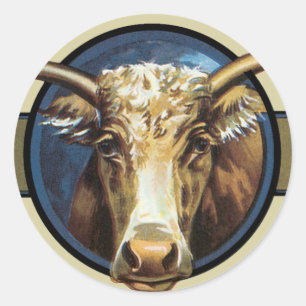 Texas Steer Longhorn Classic Round Sticker