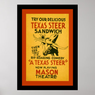 Texas Steer Sandwich Poster