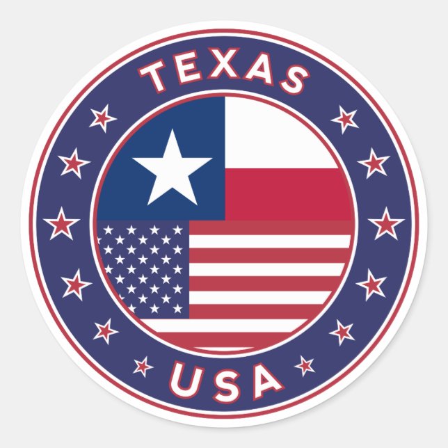 Texas sticker, phone case, tote bag classic round sticker (Front)