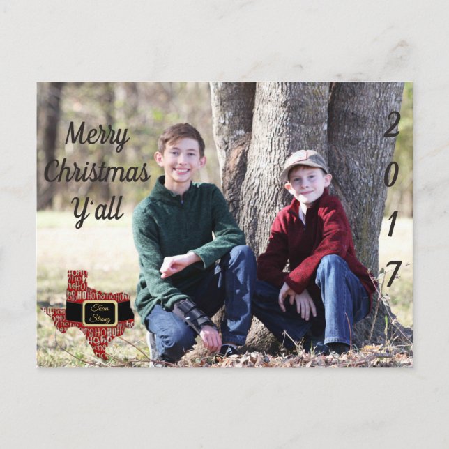 Texas Strong State Photo Christmas Postcard (Front)