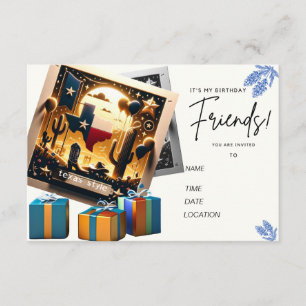 Texas Style Birthday Card Invitation