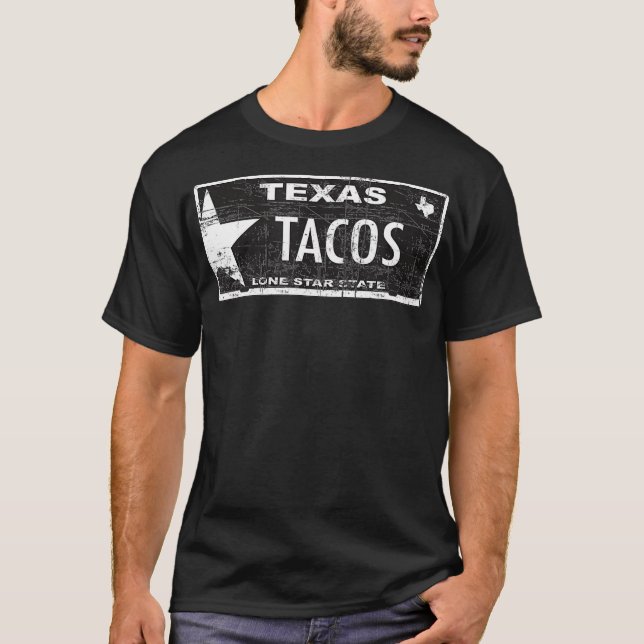 Texas tacos license plate T-Shirt (Front)