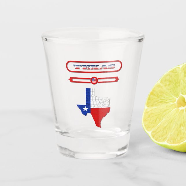 TEXAS, TEXAS OF MAP, UNITED STATES. SAMER BRASIL SHOT GLASS (Front)