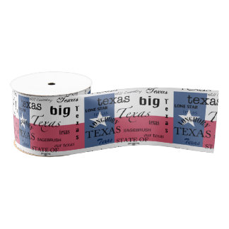 Texas Text Design-with Texas Flag Grosgrain Ribbon