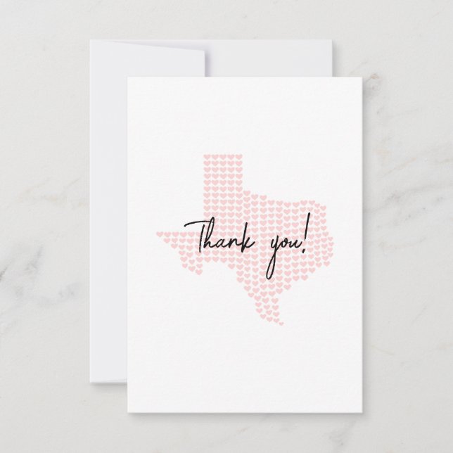Texas Thank You Blush Hearts Greeting Card (Front)