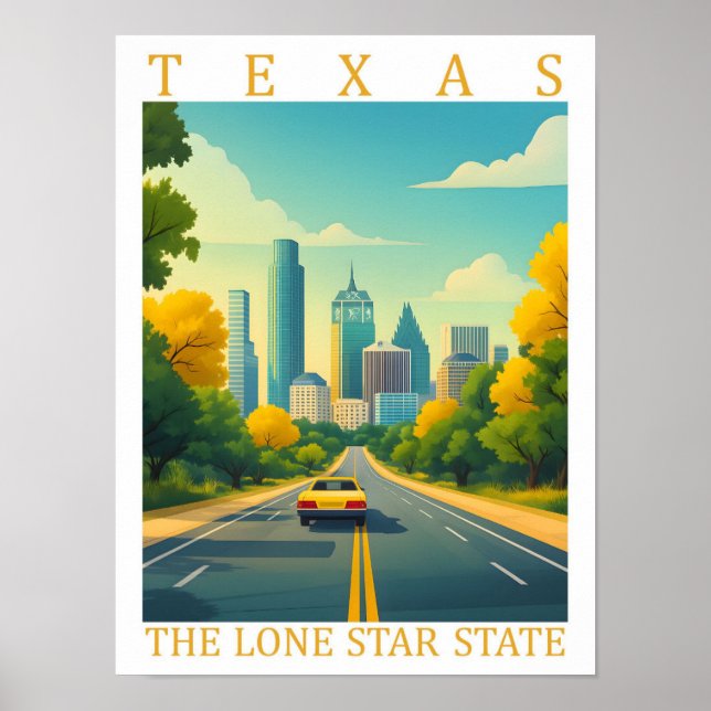 Texas the Lone Star State USA Travel Place Poster (Front)