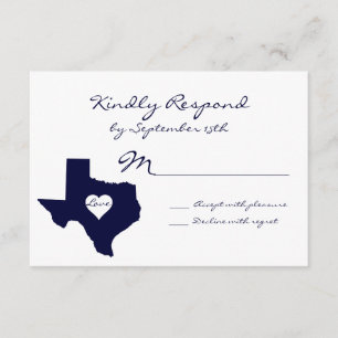 Texas Theme Navy Wedding RSVP Cards