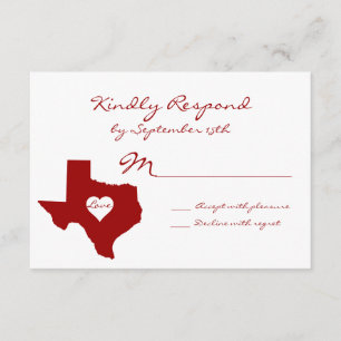 Texas Theme Red White Wedding RSVP Cards