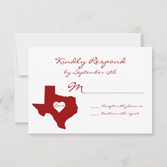 Texas Theme Red White Wedding RSVP Cards (Front)
