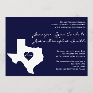 Texas Themed Navy White Wedding Invitations