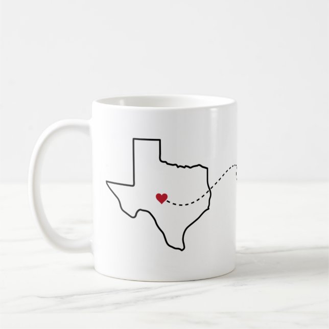 Texas to Massachusetts - Heart2Heart Coffee Mug (Left)