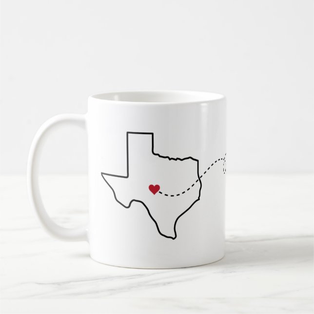 Texas to Minnesota - Heart2Heart Coffee Mug (Left)