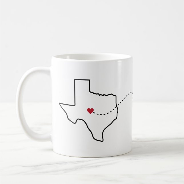 Texas to North Carolina - Heart2Heart Coffee Mug (Left)