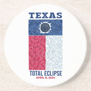 Texas Total Eclipse Stone Coaster, Round Sandstone Coaster