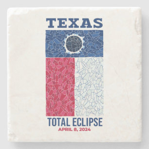 Texas Total Eclipse Stone Coaster, Square Stone Coaster